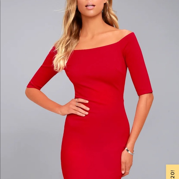 Lulus red off the shoulder midi - Picture 2 of 3